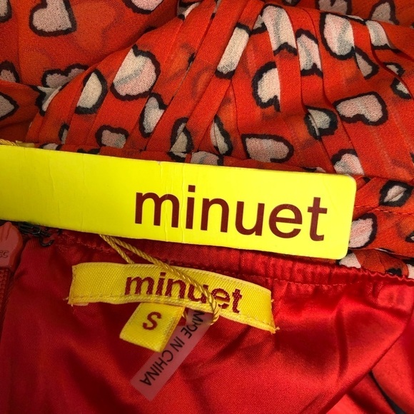 MINUET red/orange graphic art print strapless mini dress - Picture 5 of 10